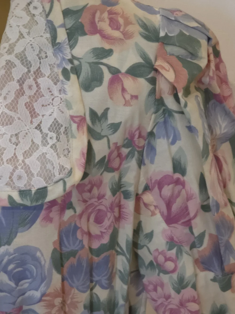 Vintage 80’s Robert Daniel Floral Long Dress Shawl Collar Sz 8 Made in USA